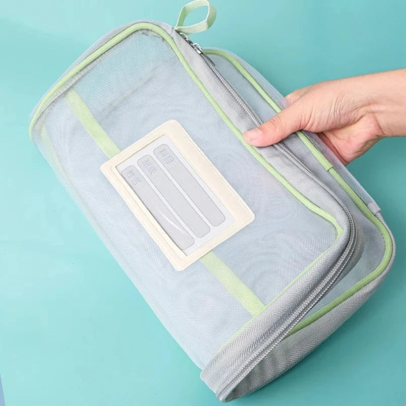 A4 Stationery Storage Bag – Double Layer Mesh Zipper Organizer Pouch