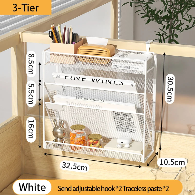 5-Tier Mesh Desk File Organizer – Vertical Desktop & Wall Mount Paper Rack
