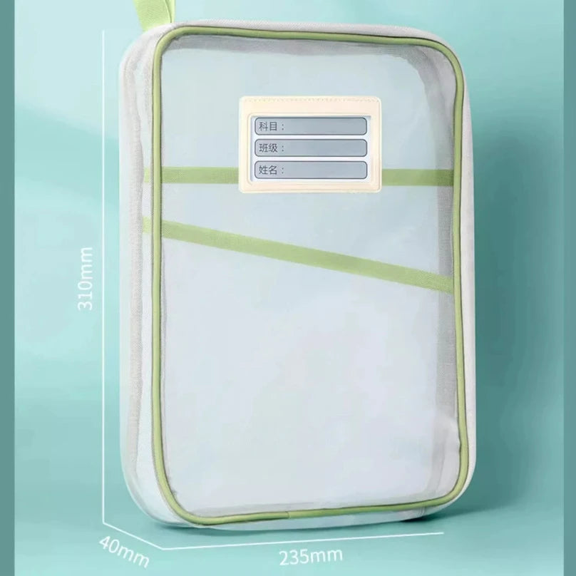 A4 Stationery Storage Bag – Double Layer Mesh Zipper Organizer Pouch