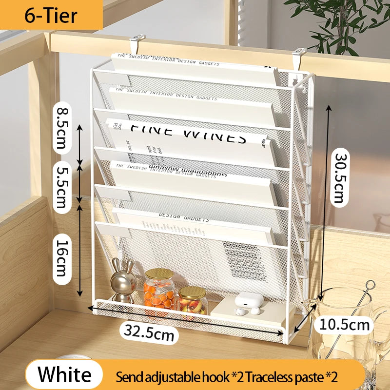 5-Tier Mesh Desk File Organizer – Vertical Desktop & Wall Mount Paper Rack