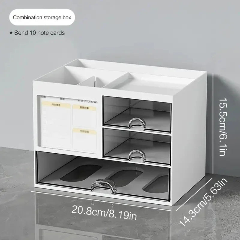 Desktop Desk Organizer with Drawer – Partition Storage Box for Office Supplies