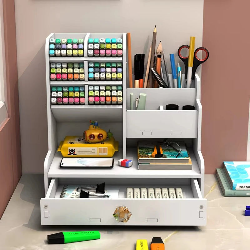 compact wooden desk shelf for office supplies and accessories