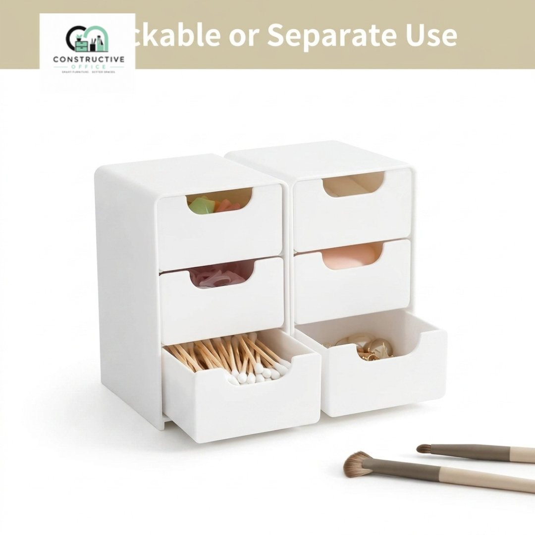 Plastic 3 Tier Desktop Organizer with storage drawers for workspace