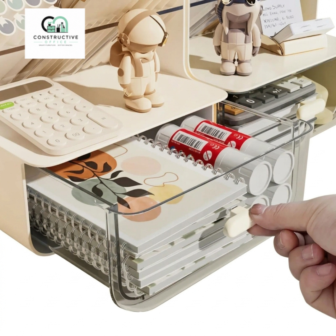 Multi-Layer Desk Organizer storing stationery and desk accessories