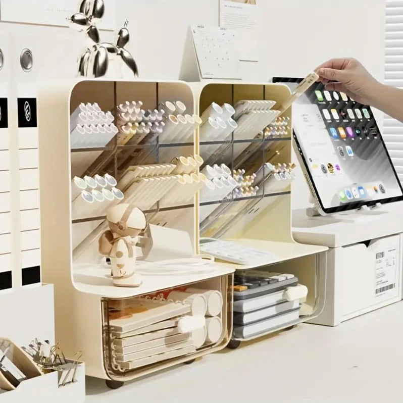 home workspace with large capacity desk organizer for supplies