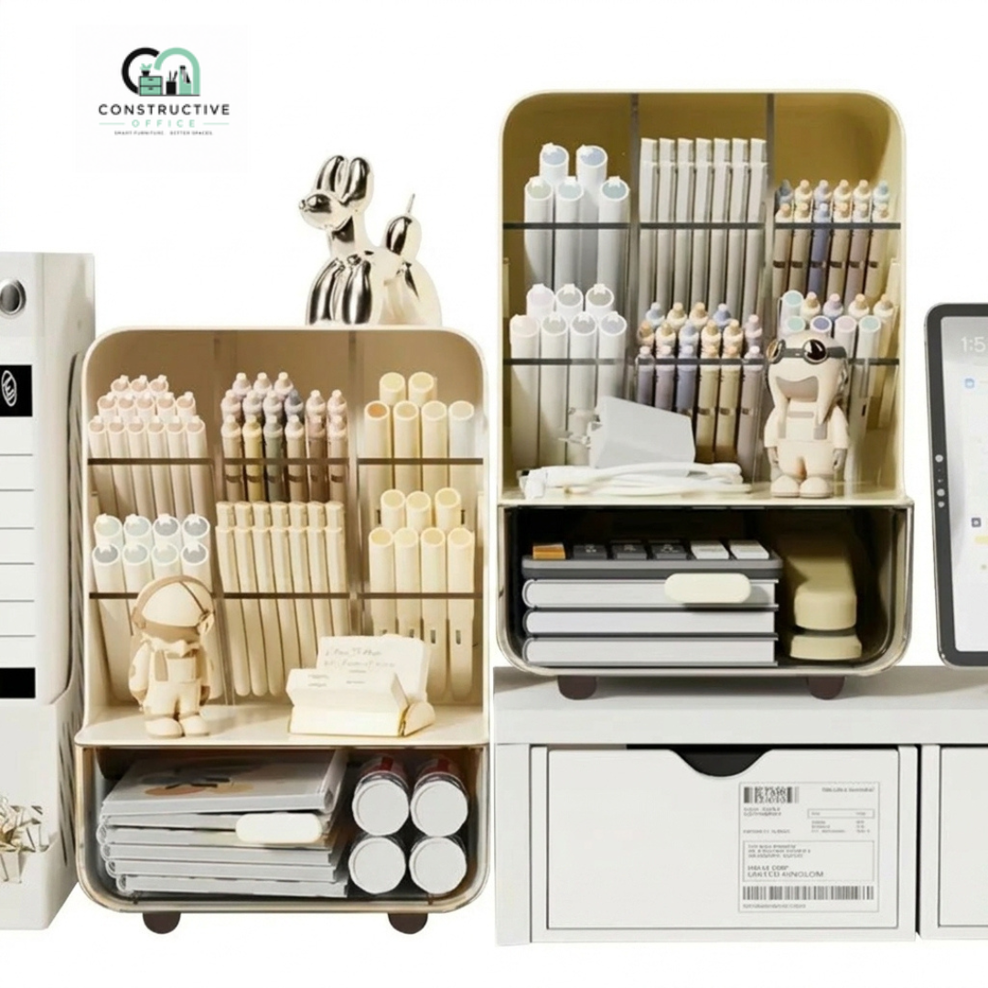 Multi-Layer Desk Organizer with slanted compartments for pens and tools