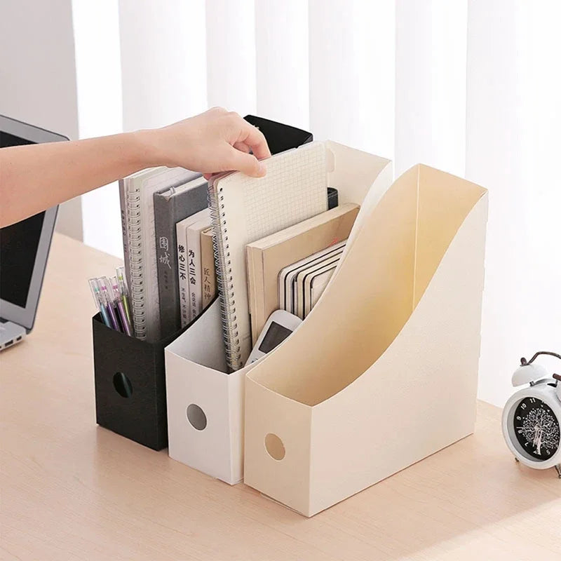 office document storage box on clean desk workspace