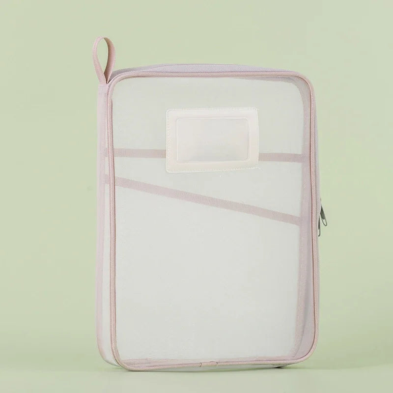 A4 Stationery Storage Bag – Double Layer Mesh Zipper Organizer Pouch