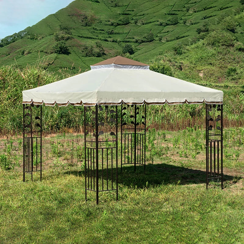 outdoor gazebo double roof mesh screen garden patio shelter
