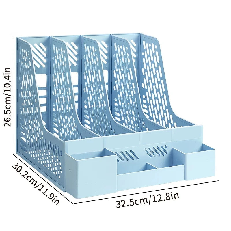 Desktop File Organizer – 4 Compartment Detachable PP Desk Storage for Documents & Office Supplies