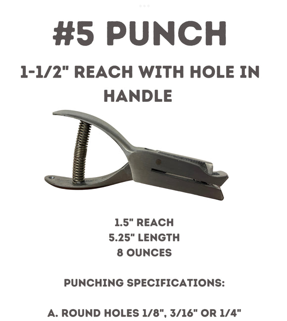 M. C. Mieth Receptacle Punch #5 1-1/2” Inch Reach Round Hole Punch 1/8, 3/16, and 1/4 Inch Dia.Holes